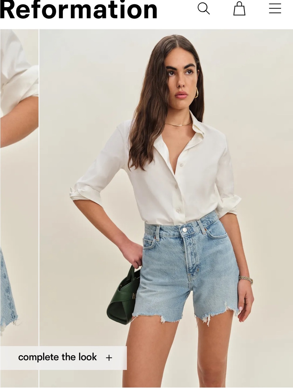 Reformation Saige High Rise 4” Jean Shorts
